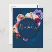 Blau-Happy Birthday Postkarte (Vorne/Hinten)