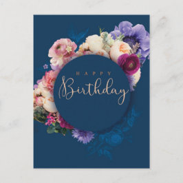 Blau-Happy Birthday Postkarte