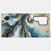 Blau, hellblau, goldfarbene Wirbel Samsung Galaxy Hülle (Rückseite (Horizontal))