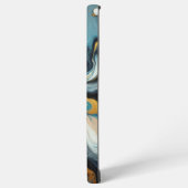 Blau, hellblau, goldfarbene Wirbel Samsung Galaxy Hülle (Linke Seite)