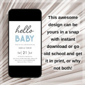 Blau | Hello Baby | Einladung der Babydusche