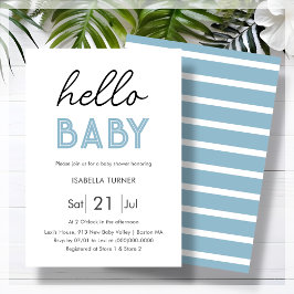 Blau | Hello Baby | Einladung der Babydusche