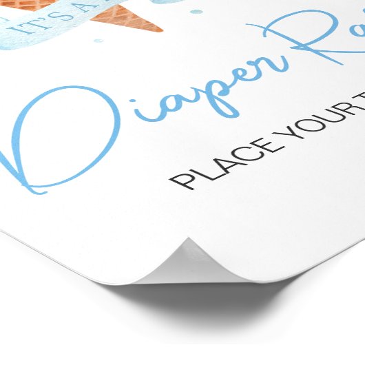 Blau Hier ist das Scoop Baby Duwer Diaper Raffle Poster (Ecke)