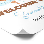 Blau Hier ist die Scoop Baby Dusche Willkommen Poster (Ecke)