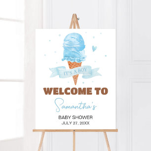 Blau Hier ist die Scoop Baby Dusche Willkommen Poster