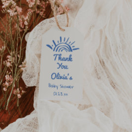 Blau hier kommt die auf der Hand gezogene Babydusc Geschenkanhänger