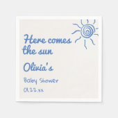 Blau hier kommt die auf der Hand gezogene Babydusc Serviette (Vorderseite)