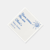 Blau hier kommt die auf der Hand gezogene Babydusc Serviette (Ecke)