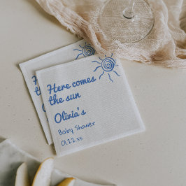 Blau hier kommt die auf der Hand gezogene Babydusc Serviette