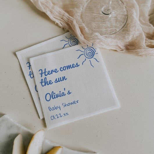 Blau hier kommt die auf der Hand gezogene Babydusc Serviette