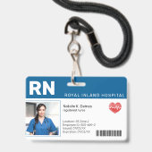 Blau | Hospital Medical Employee Foto ID Abzeichen Ausweis (Vorderseite mit Lanyard)