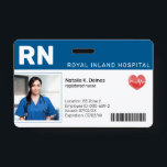 Blau | Hospital Medical Employee Foto ID Abzeichen Ausweis<br><div class="desc">Erstellen Sie individuelle Name-Abzeichen und -Tags, die es Kunden und Kunden erleichtern, Mitarbeiter zu identifizieren. Fügen Sie nach Bedarf zusätzliche Informationen auf die Rückseite. Fügen Sie diesem Design Ihre benutzerdefinierte Formulierung hinzu, indem Sie die "Diese Vorlage bearbeiten"-Felder auf der rechten Seite des Elements verwenden, oder klicken Sie auf die blaue...</div>