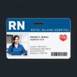 Blau | Hospital Medical Employee Foto ID Abzeichen Ausweis<br><div class="desc">Erstellen Sie individuelle Name-Abzeichen und -Tags, die es Kunden und Kunden erleichtern, Mitarbeiter zu identifizieren. Fügen Sie nach Bedarf zusätzliche Informationen auf die Rückseite. Fügen Sie diesem Design Ihre benutzerdefinierte Formulierung hinzu, indem Sie die "Diese Vorlage bearbeiten"-Felder auf der rechten Seite des Elements verwenden, oder klicken Sie auf die blaue...</div>