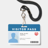 Blau | Hospital Visitor Pass Abzeichen Ausweis (Vorderseite mit Lanyard)