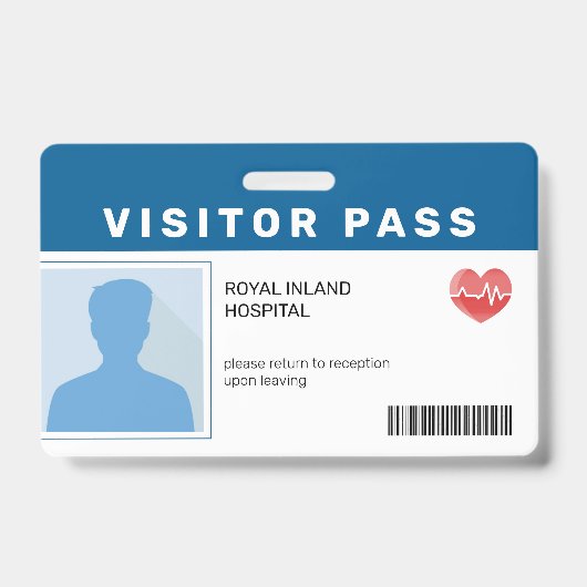 Blau | Hospital Visitor Pass Abzeichen Ausweis (Vorderseite)