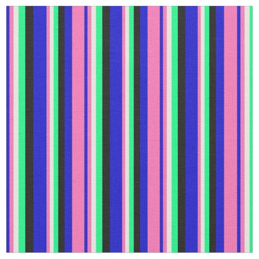 Blau, Hot Pink, Minze Creme, grün und schwarz Stoff (Nahaufnahme)