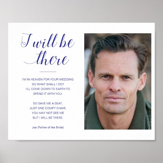 Blau Ich bin mit Foto-Gedenkhochzeit dort Poster (Vorne)