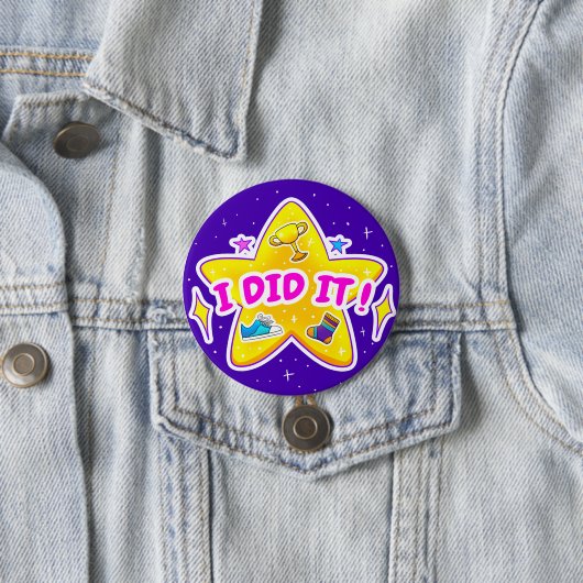 Blau Ich habe es Abzeichen 3 gemacht" Button (Beispiel)