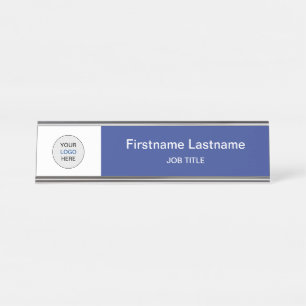 Blau Ihres Logos Modernes Schreibtisch Name Plakat Schreibtischnamensplakette