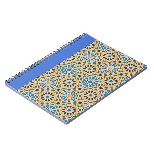 Blau im Bloom Boho Muster Notebook Notizblock (Linke Seite)