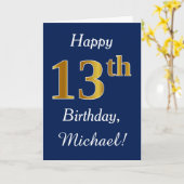 Blau, Imitat-Gold13. Geburtstag + Individueller Karte (Gelbe Blume)