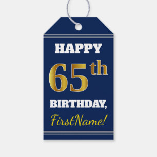 Blau, Imitat-Gold65. Geburtstag + Individueller Geschenkanhänger