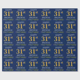 Blau, Imitat-Gold "GLÜCKLICHER 31. GEBURTSTAG " Geschenkpapier