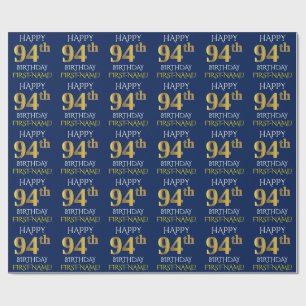 Blau, Imitat-Gold "GLÜCKLICHER 94. GEBURTSTAG " Geschenkpapier