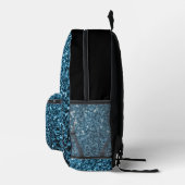 Blau-Imitate Glitzer Glitzern und schwarz Bedruckter Rucksack (Rechts)