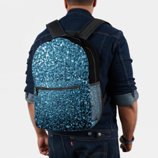Blau-Imitate Glitzer Glitzern und schwarz Bedruckter Rucksack (Insitu (Modell))