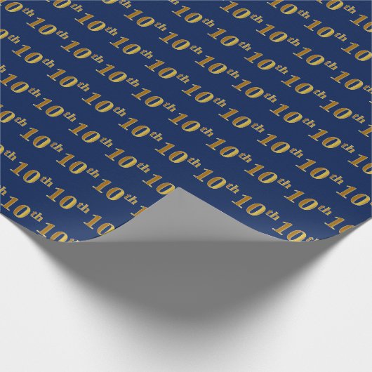 Blau, Imitate Gold 10. (10.) Event Wrapping Paper Geschenkpapier (Ecke)