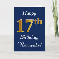 Blau, Imitate Gold 17. Geburtstag + Individuelle N