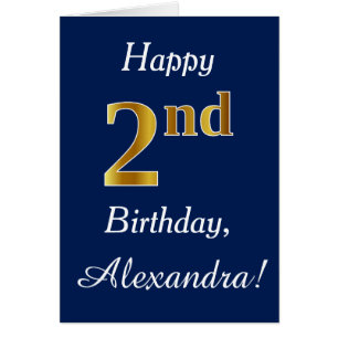 Blau, Imitate Gold 2. Geburtstag + Individuelle Na