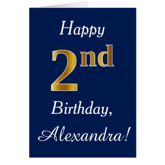 Blau, Imitate Gold 2. Geburtstag + Individuelle Na (Vorne)