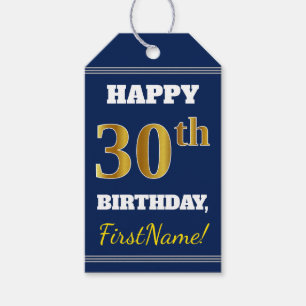 Blau, Imitate Gold 30. Geburtstag + Individuelle N Geschenkanhänger