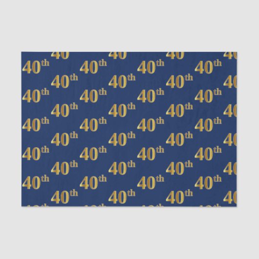 Blau, Imitate Gold 40. (40.) Event Tissue Paper Seidenpapier (Vorderseite)