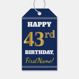 Blau, Imitate Gold 43. Geburtstag + Individuelle N Geschenkanhänger