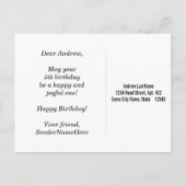 Blau, Imitate Gold 5. Geburtstag + Individuelle Na Postkarte (Rückseite)