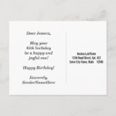 Blau, Imitate Gold 65. Geburtstag + Individuelle N Postkarte (Rückseite)