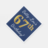 Blau, Imitate Gold 67. Geburtstag + Individuelle N Serviette (Ecke)