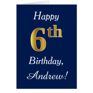 Blau, Imitate Gold 6. Geburtstag + Individuelle Na