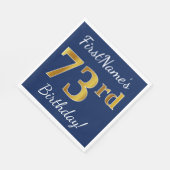 Blau, Imitate Gold 73. Geburtstag + Individuelle N Serviette (Ecke)