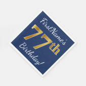 Blau, Imitate Gold 77. Geburtstag + Individuelle N Serviette (Ecke)