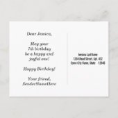 Blau, Imitate Gold 7. Geburtstag + Individuelle Na Postkarte (Rückseite)