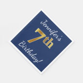 Blau, Imitate Gold 7. Geburtstag + Individuelle Na Serviette (Ecke)