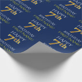 Blau, Imitate Gold "GLÜCKLICH 7. GEBURTSTAG" Geschenkpapier (Ecke)