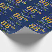Blau, Imitate Gold "HAPPY 88. BIRTHDAY" Geschenkpapier (Ecke)