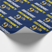 Blau, Imitate/Nachahmgold, "9. BIRTHTAG" Geschenkpapier (Ecke)