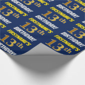 Blau, Imitate/Nachahmungs-Gold, "13. GEBURTSTAG" Geschenkpapier (Ecke)