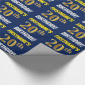 Blau, Imitate/Nachahmungs-Gold, "20. GEBURTSTAG" Geschenkpapier (Ecke)